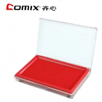 齐心(Comix) B3720 方形透明壳快干印台 红色