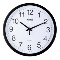 得力(deli) DL9006 简约现代圆形时钟 电子时钟 挂钟 客厅钟表 办公静音钟 37×37cm 黑色