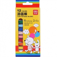 得力(deli) No.6961 儿童彩色绘画油画棒蜡笔画笔 12色